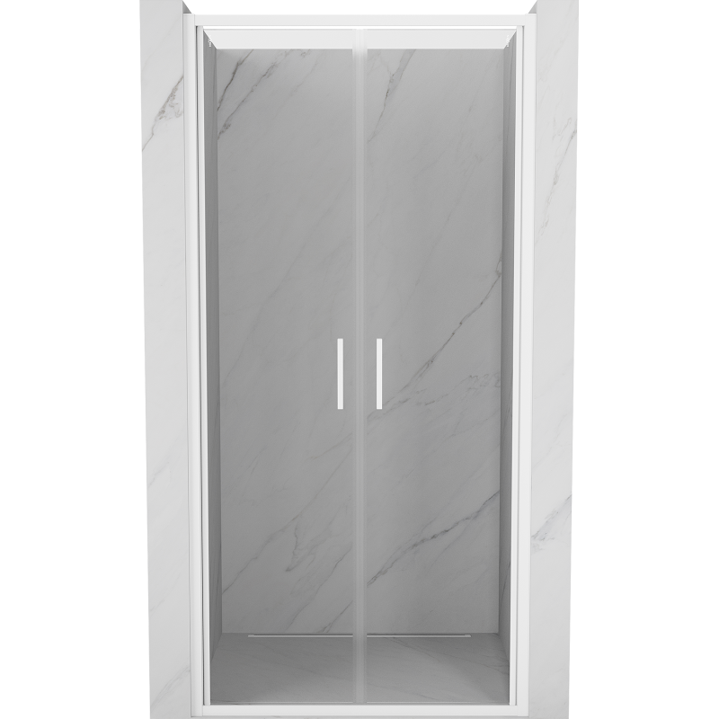 Mexen Exo-B Duo drzwi prysznicowe podwójne uchylne 100 cm, transparent, białe - 814-100-000-20-00