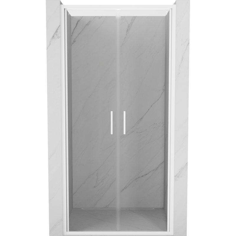 Mexen Exo-B Duo drzwi prysznicowe podwójne uchylne 110 cm, transparent, białe - 814-110-000-20-00