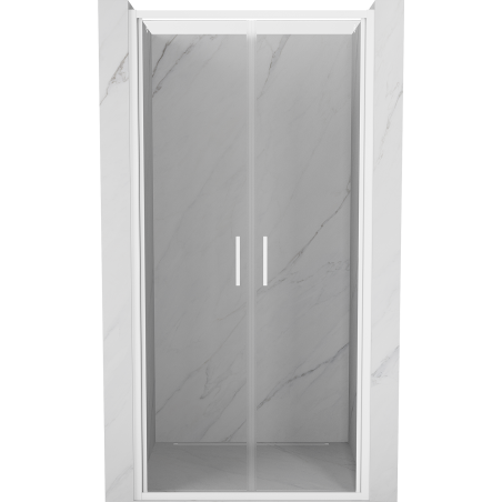 Mexen Exo-B Duo drzwi prysznicowe podwójne uchylne 120 cm, transparent, białe - 814-120-000-20-00