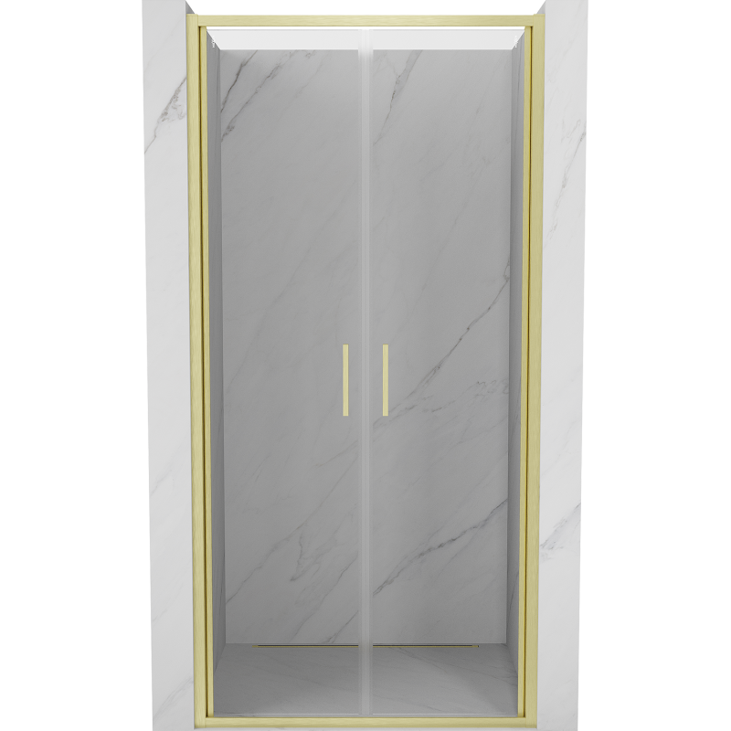Mexen Exo-B Duo drzwi prysznicowe podwójne uchylne 70 cm, transparent, złote szczotkowane - 814-070-000-55-00