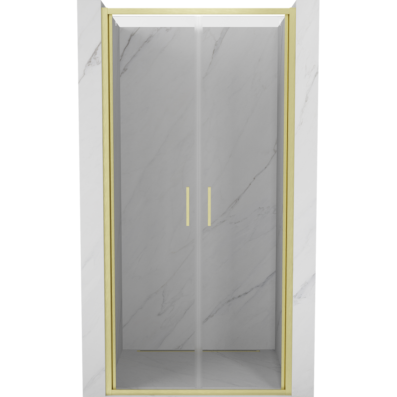 Mexen Exo-B Duo drzwi prysznicowe podwójne uchylne 100 cm, transparent, złote szczotkowane - 814-100-000-55-00