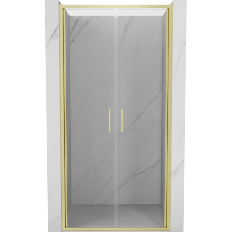Mexen Exo-B Duo drzwi prysznicowe podwójne uchylne 120 cm, transparent, złote szczotkowane - 814-120-000-55-00