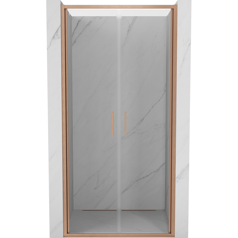 Mexen Exo-B Duo drzwi prysznicowe podwójne uchylne 70 cm, transparent, miedź szczotkowana - 814-070-000-65-00