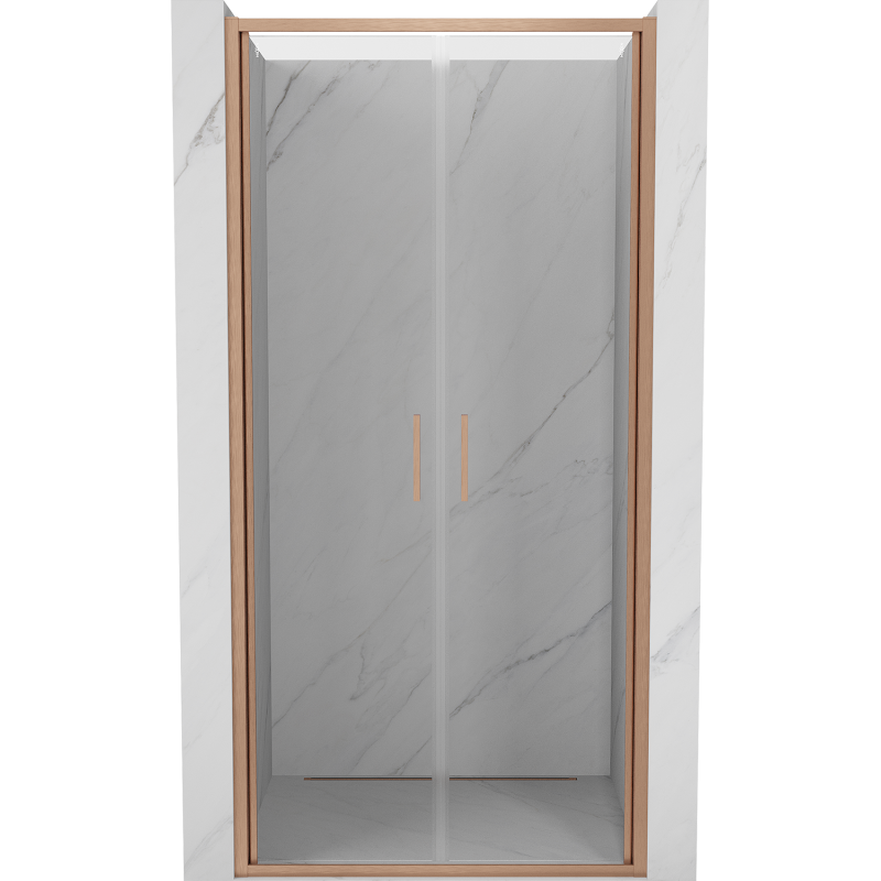 Mexen Exo-B Duo drzwi prysznicowe podwójne uchylne 80 cm, transparent, miedź szczotkowana - 814-080-000-65-00