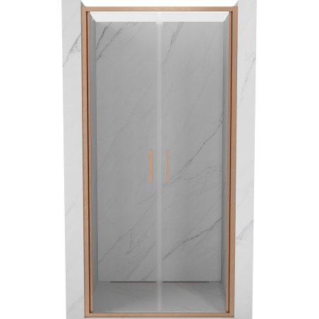 Mexen Exo-B Duo drzwi prysznicowe podwójne uchylne 80 cm, transparent, miedź szczotkowana - 814-080-000-65-00