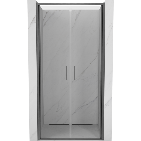 Mexen Exo-B Duo drzwi prysznicowe podwójne uchylne 70 cm, transparent, gun gray szczotkowany - 814-070-000-66-00