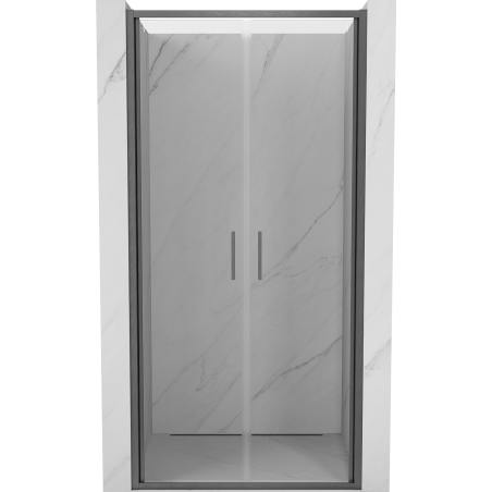 Mexen Exo-B Duo drzwi prysznicowe podwójne uchylne 90 cm, transparent, gun gray szczotkowany - 814-090-000-66-00