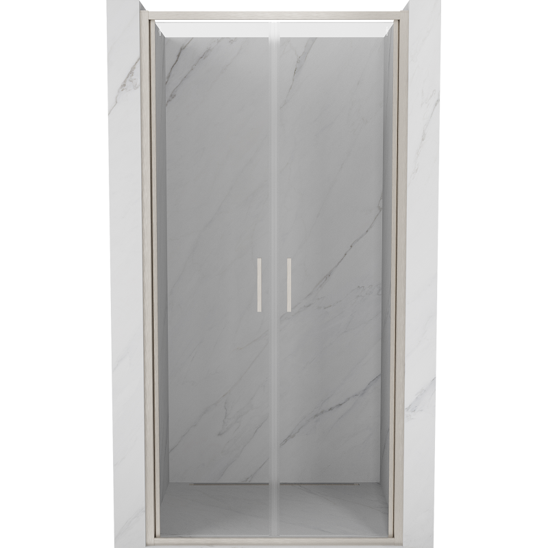 Mexen Exo-B Duo drzwi prysznicowe podwójne uchylne 90 cm, transparent, nikiel szczotkowany - 814-090-000-97-00