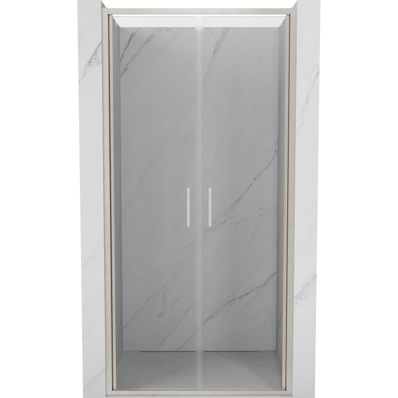 Mexen Exo-B Duo drzwi prysznicowe podwójne uchylne 100 cm, transparent, nikiel szczotkowany - 814-100-000-97-00