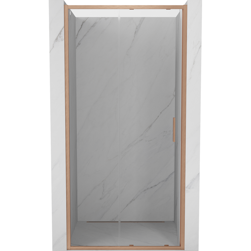Mexen Exo-S drzwi prysznicowe rozsuwane 90 cm, transparent, miedź szczotkowana - 8151-090-000-65-00
