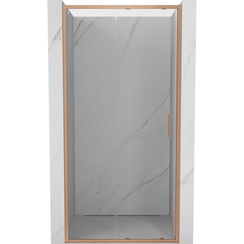 Mexen Exo-S drzwi prysznicowe rozsuwane 125 cm, transparent, miedź szczotkowana - 8151-125-000-65-00
