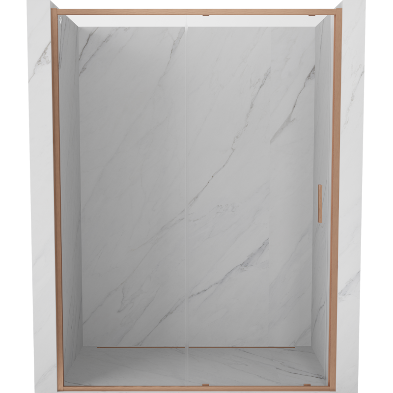 Mexen Exo-S drzwi prysznicowe rozsuwane 150 cm, transparent, miedź szczotkowana - 8151-150-000-65-00