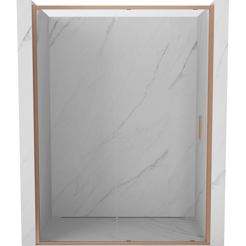 Mexen Exo-S drzwi prysznicowe rozsuwane 190 cm, transparent, miedź szczotkowana - 8151-190-000-65-00