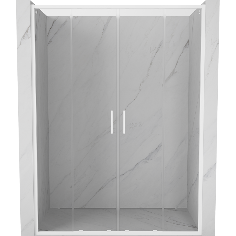 Mexen Exo-S Duo drzwi prysznicowe podwójne rozsuwane 140 cm, transparent, białe - 8152-140-000-20-00