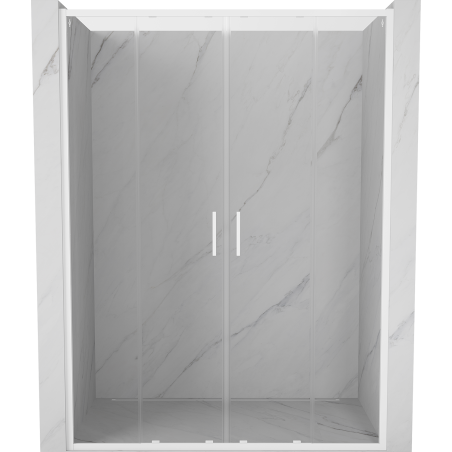 Mexen Exo-S Duo drzwi prysznicowe podwójne rozsuwane 150 cm, transparent, białe - 8152-150-000-20-00