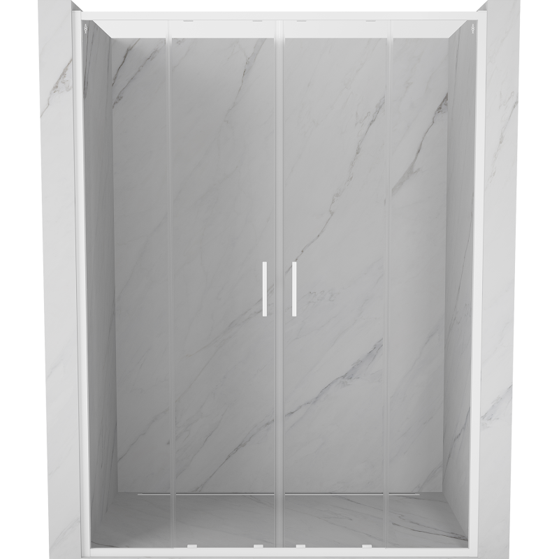 Mexen Exo-S Duo drzwi prysznicowe podwójne rozsuwane 160 cm, transparent, białe - 8152-160-000-20-00