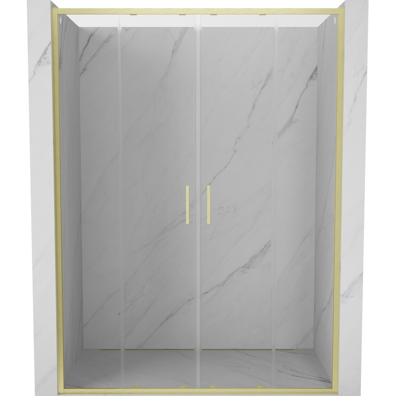 Mexen Exo-S Duo drzwi prysznicowe podwójne rozsuwane 140 cm, transparent, złote szczotkowane - 8152-140-000-55-00