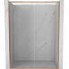 Mexen Exo-S Duo drzwi prysznicowe podwójne rozsuwane 130 cm, transparent, miedź szczotkowana - 8152-130-000-65-00