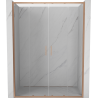 Mexen Exo-S Duo drzwi prysznicowe podwójne rozsuwane 140 cm, transparent, miedź szczotkowana - 8152-140-000-65-00