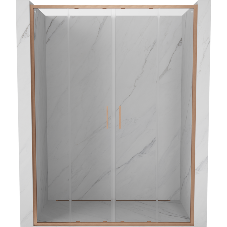 Mexen Exo-S Duo drzwi prysznicowe podwójne rozsuwane 150 cm, transparent, miedź szczotkowana - 8152-150-000-65-00