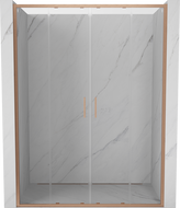 Mexen Exo-S Duo drzwi prysznicowe podwójne rozsuwane 150 cm, transparent, miedź szczotkowana - 8152-150-000-65-00