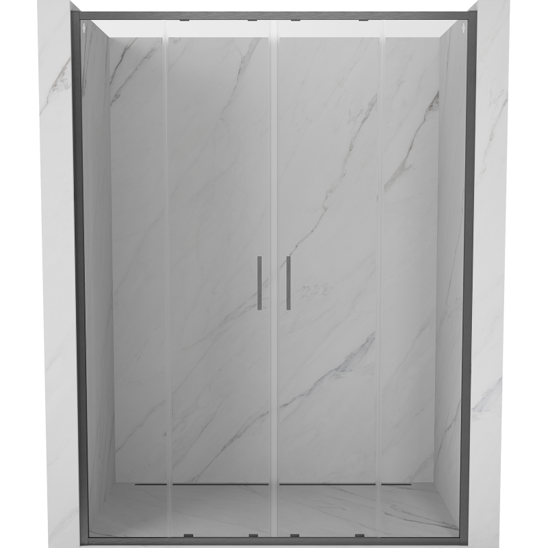 Mexen Exo-S Duo drzwi prysznicowe podwójne rozsuwane 140 cm, transparent, gun gray szczotkowany - 8152-140-000-66-00