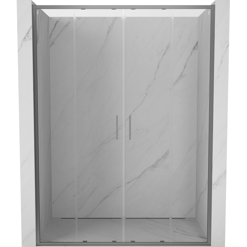 Mexen Exo-S Duo drzwi prysznicowe podwójne rozsuwane 140 cm, transparent, gun metal - 8152-140-000-95-00