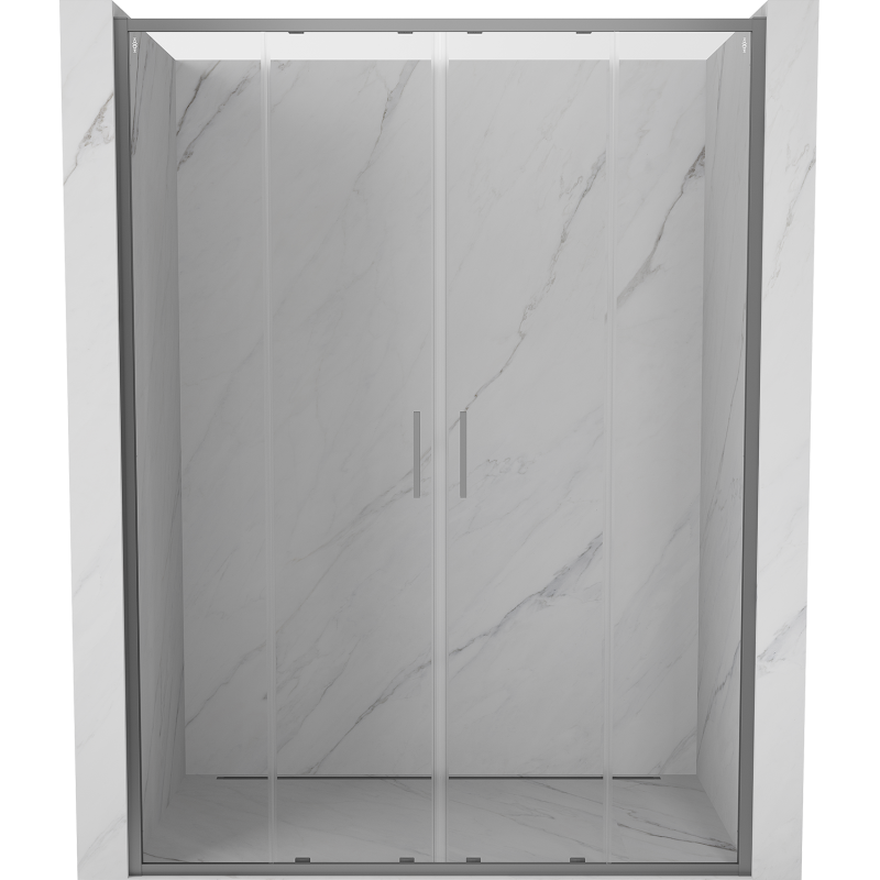 Mexen Exo-S Duo drzwi prysznicowe podwójne rozsuwane 150 cm, transparent, gun metal - 8152-150-000-95-00