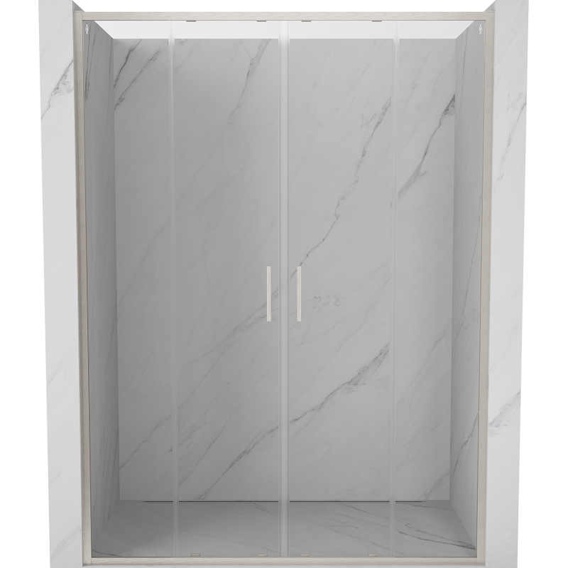 Mexen Exo-S Duo drzwi prysznicowe podwójne rozsuwane 130 cm, transparent, nikiel szczotkowany - 8152-130-000-97-00