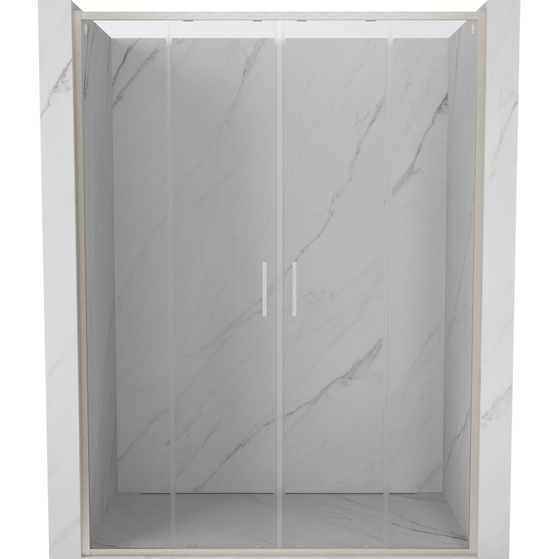 Mexen Exo-S Duo drzwi prysznicowe podwójne rozsuwane 150 cm, transparent, nikiel szczotkowany - 8152-150-000-97-00