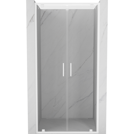 Mexen Exo-BR Duo drzwi prysznicowe podwójne uchylne 70 cm, transparent, białe - 8182-070-000-20-00