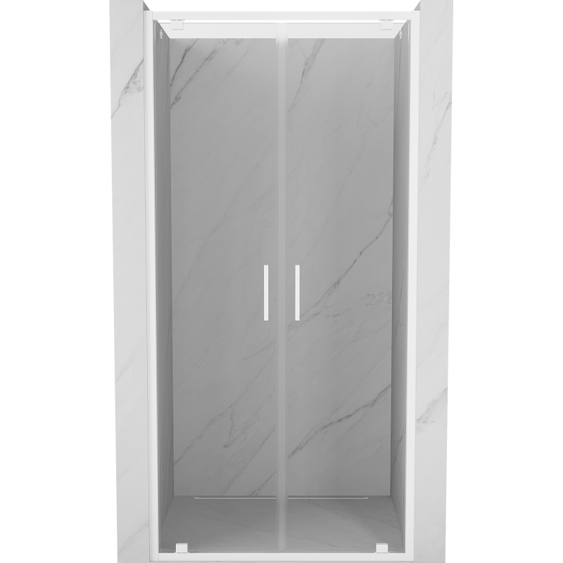 Mexen Exo-BR Duo drzwi prysznicowe podwójne uchylne 90 cm, transparent, białe - 8182-090-000-20-00