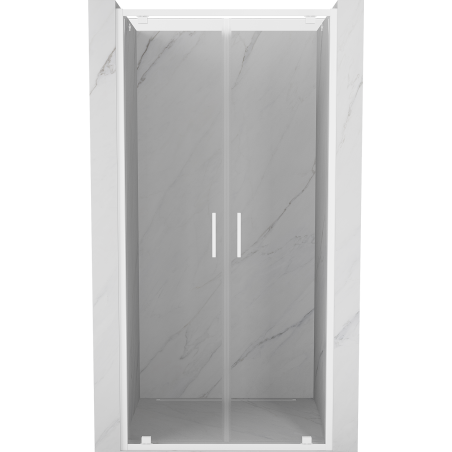 Mexen Exo-BR Duo drzwi prysznicowe podwójne uchylne 90 cm, transparent, białe - 8182-090-000-20-00