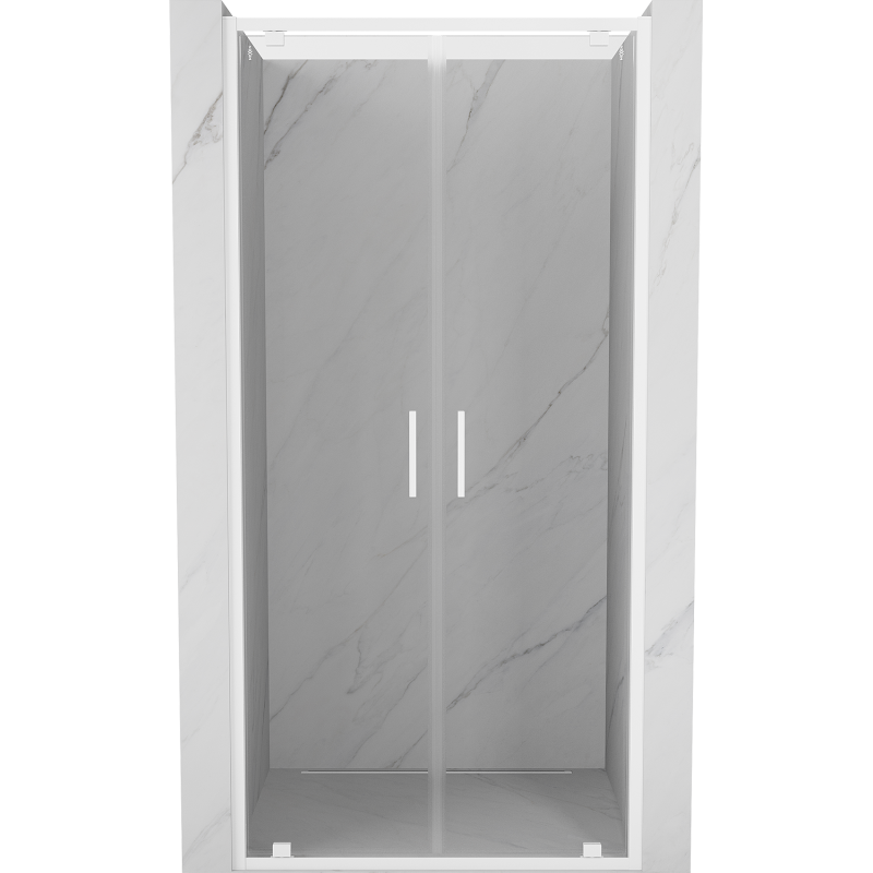 Mexen Exo-BR Duo drzwi prysznicowe podwójne uchylne 110 cm, transparent, białe - 8182-110-000-20-00