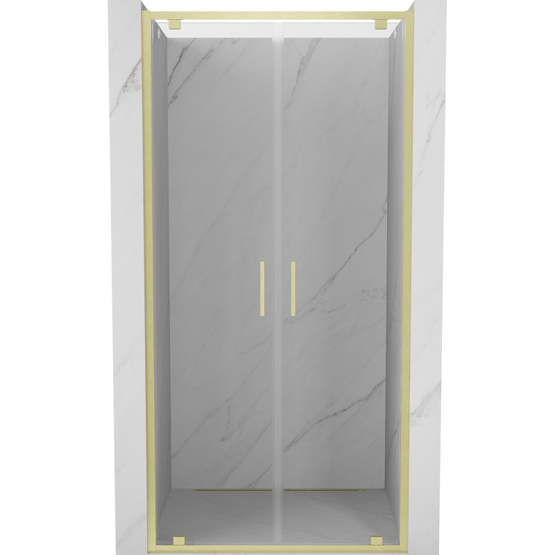 Mexen Exo-BR Duo drzwi prysznicowe podwójne uchylne 70 cm, transparent, złote szczotkowane - 8182-070-000-55-00