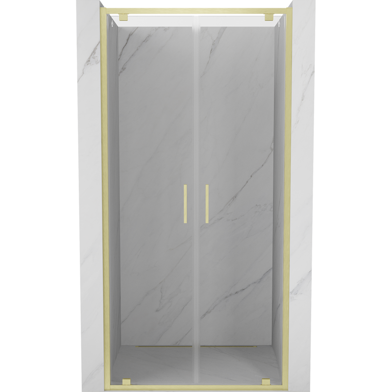 Mexen Exo-BR Duo drzwi prysznicowe podwójne uchylne 80 cm, transparent, złote szczotkowane - 8182-080-000-55-00