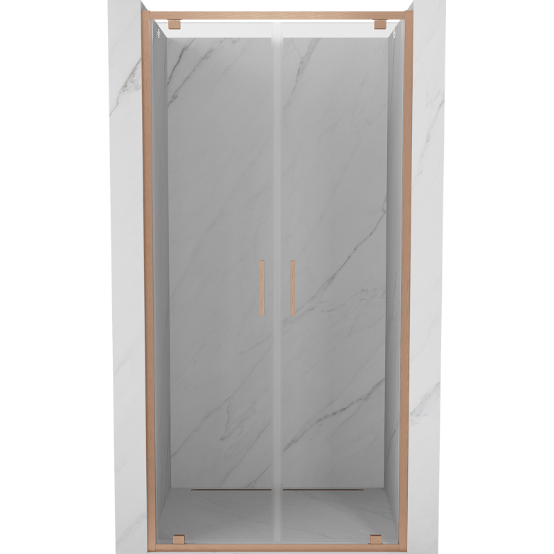 Mexen Exo-BR Duo drzwi prysznicowe podwójne uchylne 80 cm, transparent, miedź szczotkowana - 8182-080-000-65-00