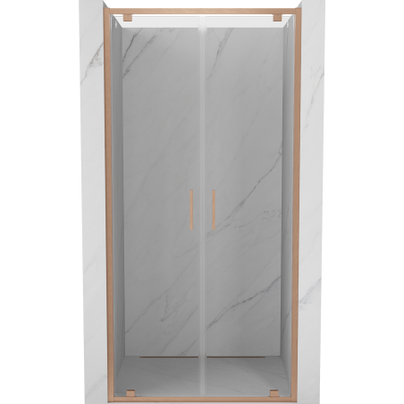Mexen Exo-BR Duo drzwi prysznicowe podwójne uchylne 110 cm, transparent, miedź szczotkowana - 8182-110-000-65-00