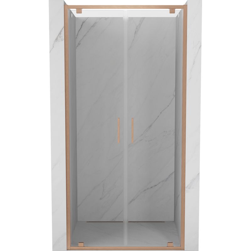 Mexen Exo-BR Duo drzwi prysznicowe podwójne uchylne 120 cm, transparent, miedź szczotkowana - 8182-120-000-65-00