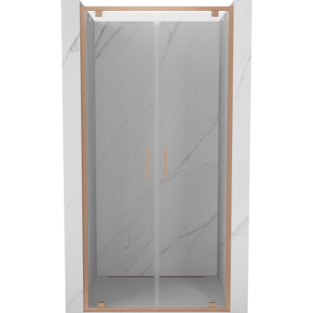 Mexen Exo-BR Duo drzwi prysznicowe podwójne uchylne 120 cm, transparent, miedź szczotkowana - 8182-120-000-65-00