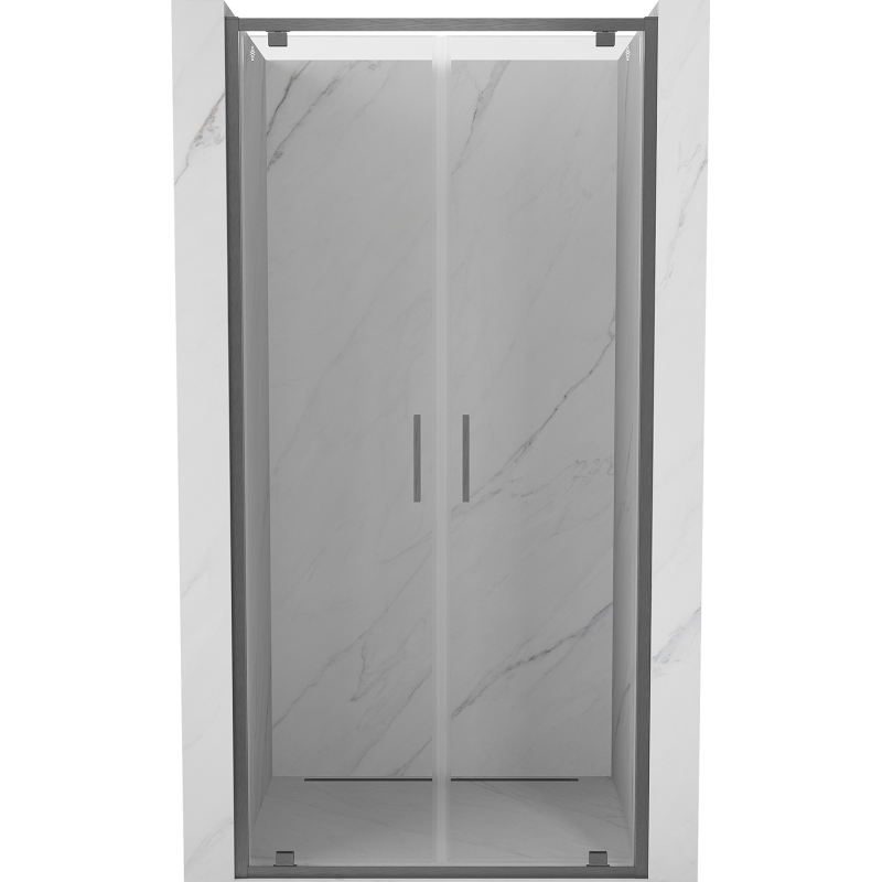 Mexen Exo-BR Duo drzwi prysznicowe podwójne uchylne 70 cm, transparent, gun gray szczotkowany - 8182-070-000-66-00
