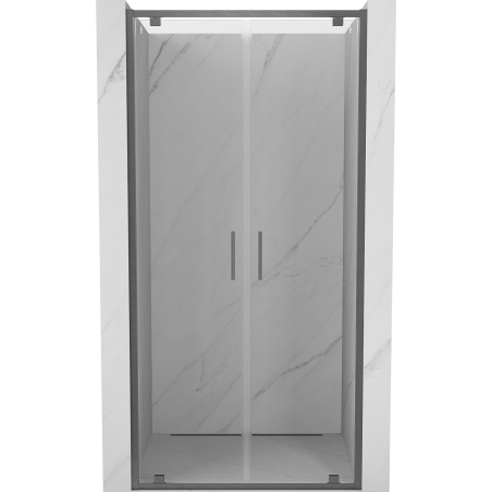 Mexen Exo-BR Duo drzwi prysznicowe podwójne uchylne 90 cm, transparent, gun gray szczotkowany - 8182-090-000-66-00