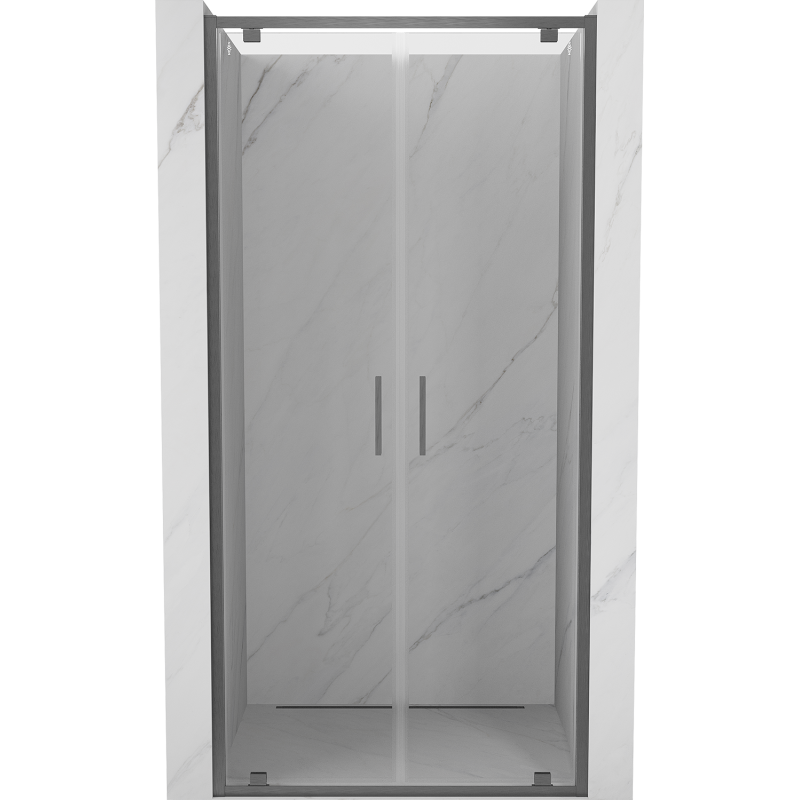 Mexen Exo-BR Duo drzwi prysznicowe podwójne uchylne 100 cm, transparent, gun gray szczotkowany - 8182-100-000-66-00