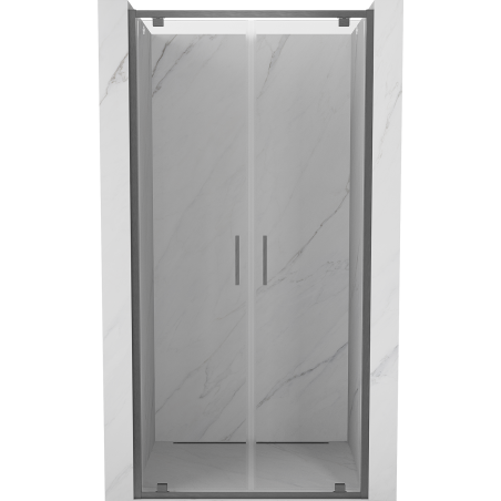 Mexen Exo-BR Duo drzwi prysznicowe podwójne uchylne 100 cm, transparent, gun gray szczotkowany - 8182-100-000-66-00