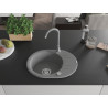 Mexen Kevin zlewozmywak granitowy 1-komorowy z ociekaczem i baterią kuchenną Telma, szary - 6517-71-670200-71