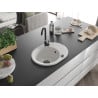Mexen Kevin zlewozmywak granitowy 1-komorowy z ociekaczem 586 x 458 mm, biały, syfon czarny - 6517581005-20-B