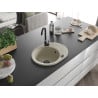 Mexen Kevin zlewozmywak granitowy 1-komorowy z ociekaczem 586 x 458 mm, beżowy, syfon czarny - 6517581005-69-B