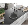 Mexen Kevin zlewozmywak granitowy 1-komorowy z ociekaczem 586 x 458 mm, szary, syfon czarny - 6517581005-71-B