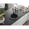 Mexen Kevin zlewozmywak granitowy 1-komorowy z ociekaczem 586 x 458 mm, czarny nakrapiany, syfon czarny - 6517581005-76-B