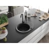 Mexen Kevin zlewozmywak granitowy 1-komorowy z ociekaczem 586 x 458 mm, czarny, syfon czarny - 6517581005-77-B